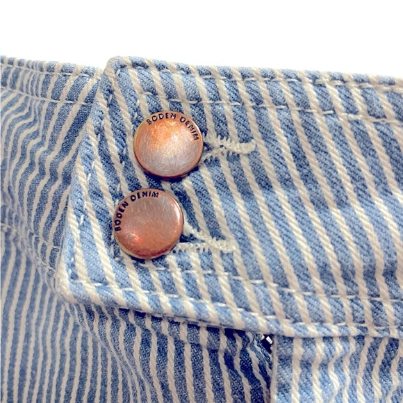 Boden Women's Blue Pinstripe Cropped Jeans Size 8 Long - Picture 3 of 7